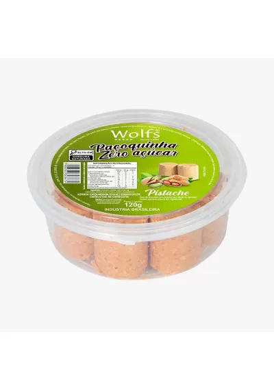 Paçoquinha com Pistache zero açúcar Diet 120g, Wolfs 