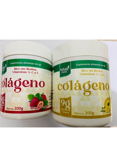 Colágeno Hidrolisado Instantâneo Nature Gold 300g (Morango e Abacaxi com Hortelã)