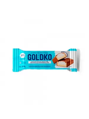 Barra de proteína chocolate ao leite com recheio de Marshmallow 14g de proteína Goldko 50g 