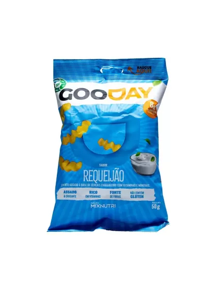 Chips Gooday 8g de proteína Alimento Assado à Base de Cereais com Vitaminas e Minerais 50g, Mixnutri 