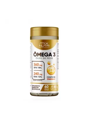 Ômega 3 360mg EPA 18% 240 mg DHA 12% com 60 cápsulas softgel, Mix Nutri 