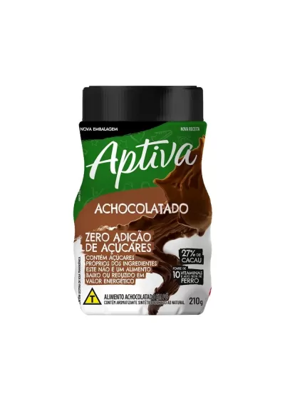 Achocolatado Aptiva  Zero Açúcar 210g