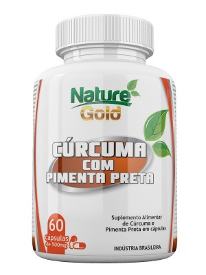 Curcuma com Pimenta Preta 60 cápsulas 500mg, Nature Gold 