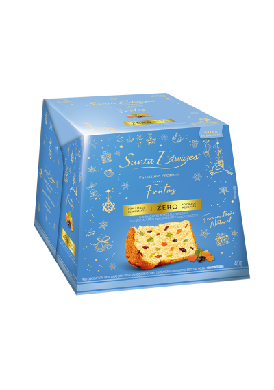 Panetone Premium com frutas cristalizadas sem adição de açúcares 400g, Santa Edwiges