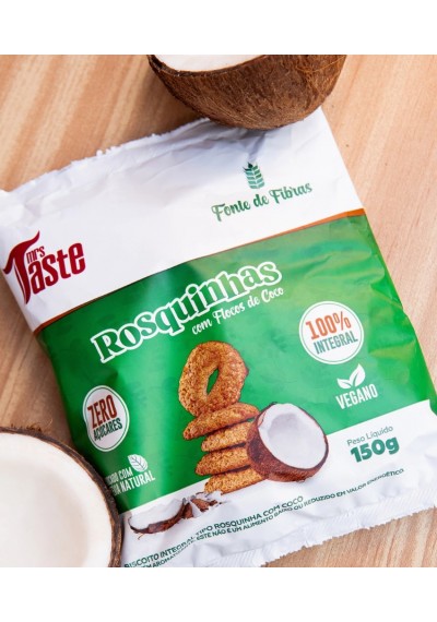 Rosquinha com flocos de coco 100% integral Vegano Zero Açúcares 150g, Mrs Taste