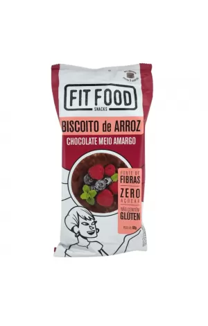 Biscoito de Arroz com Chocolate Meio Amargo/Ao leite Zero Glúten, Zero Açúcar Fitfood 60g