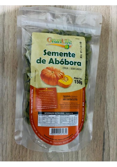 Semente de Abóbora crua sem casca 150g, Granlife 