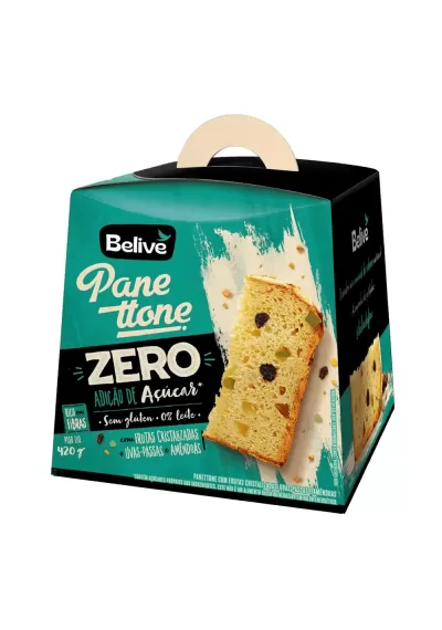 Panettone  Frutas  e Amêndoas  sem Açucar,Gluten e Leite Belive 420G panetone 