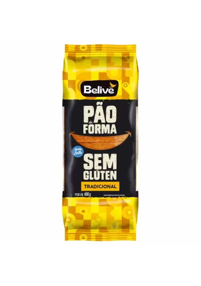 Pão de forma sem glúten e sem leite Tradicional 400g, Belive  