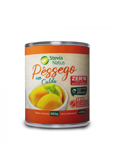 Pêssego Em Calda Zero Açúcar Adoçado com Stevia 800g Stevia Natus