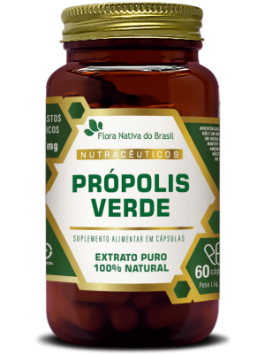 Própolis Verde com 60 cápsulas - Extrato Puro 100% Natural, Flora Nativa do Brasil 