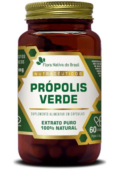 Própolis Verde com 60 cápsulas - Extrato Puro 100% Natural, Flora Nativa do Brasil 