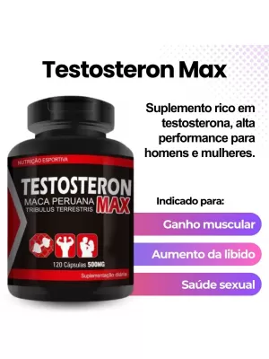 Testosteron Max Tribulus Terrestris + Maca Peruana 40% saponinas 120 cápsulas 500mg 