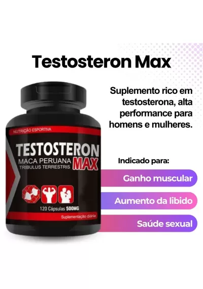 Testosteron Max Tribulus Terrestris + Maca Peruana 40% saponinas 120 cápsulas 500mg 